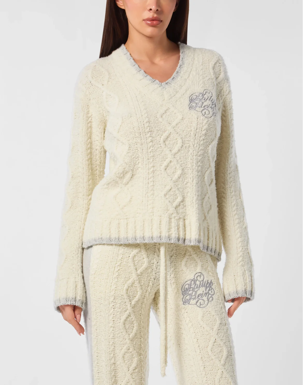 Loose Fit V-Neck Sweater, цвет: Бежевый