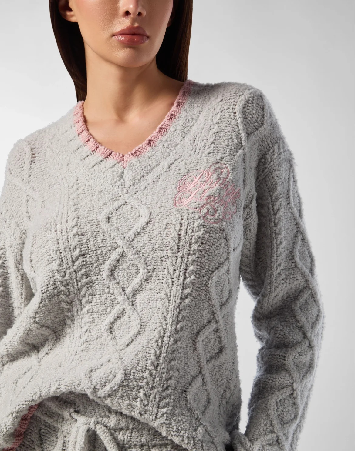Loose Fit V-Neck Sweater, цвет: Серый