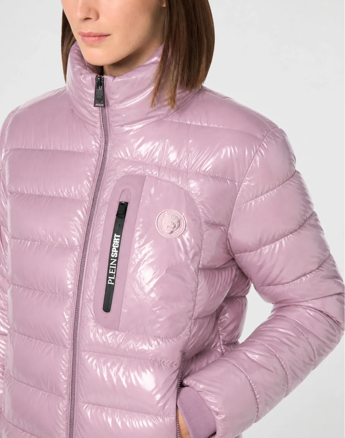 Nylon Padded Shiny Jacket Tiger, цвет: Розовый