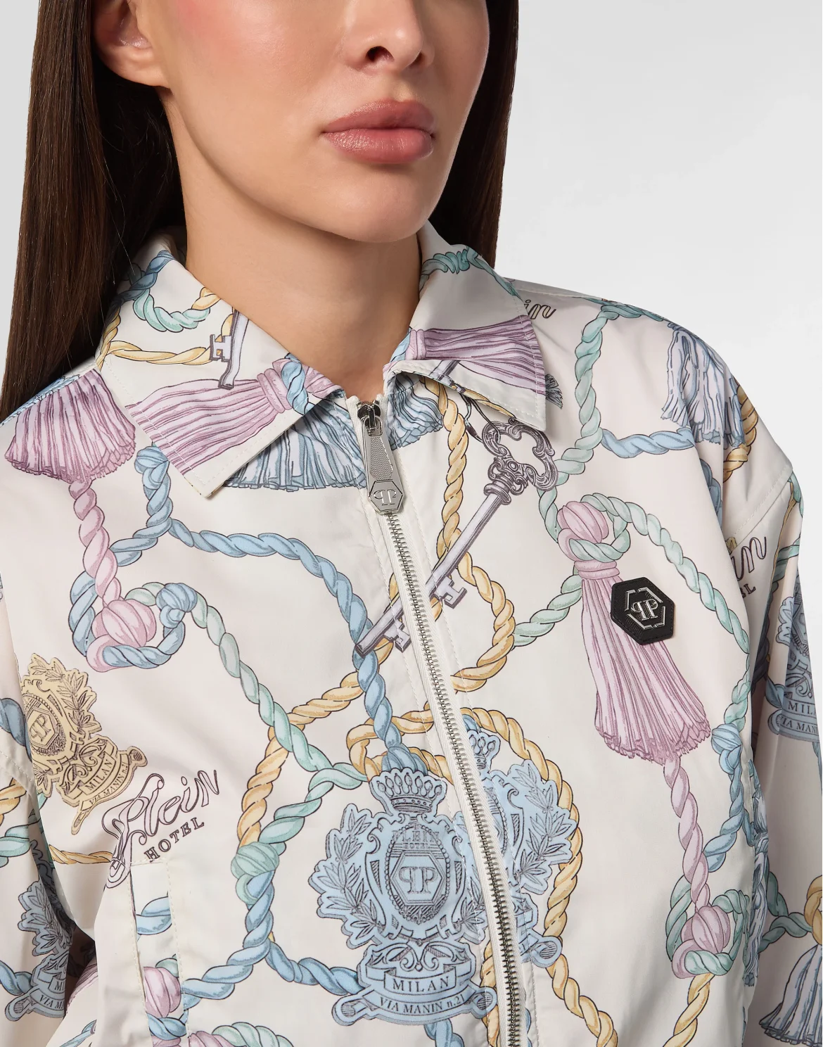 Nylon Cropped Windbreaker Tassels, цвет: Мультиколор