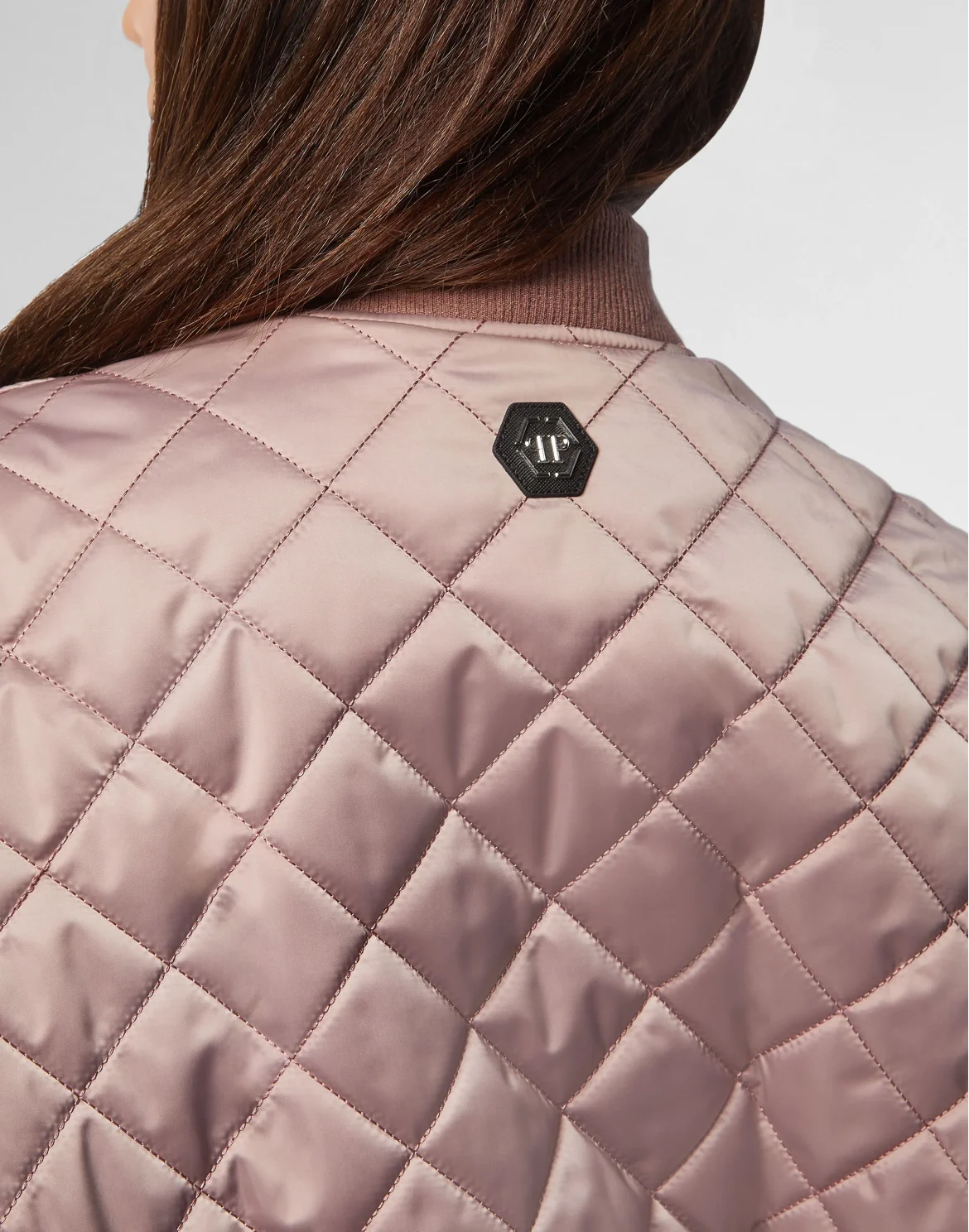 Nylon Oversize Bomber Matelasse Diamond Signature, цвет: Розовый