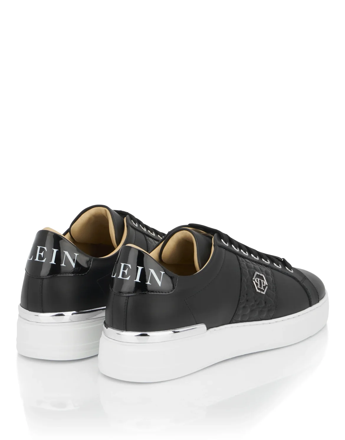 Mix Leather Lo-Top Sneakers Hexagon, цвет: Черный