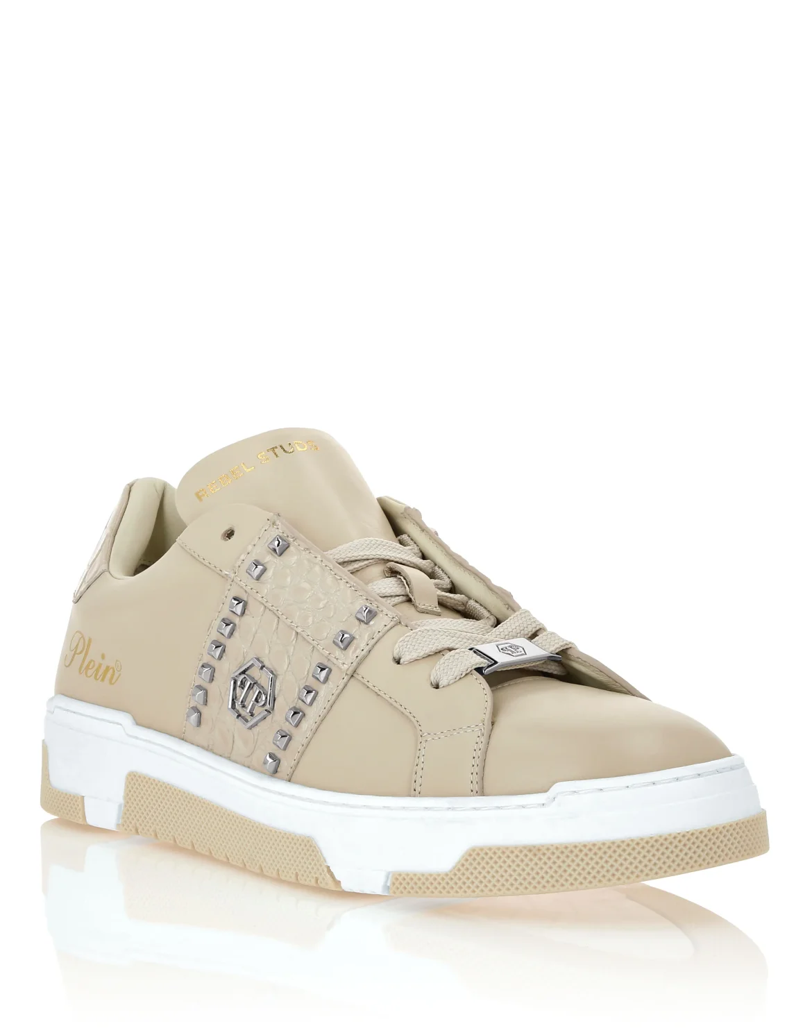 Low Top Sneakers Rebel Studs, цвет: Бежевый