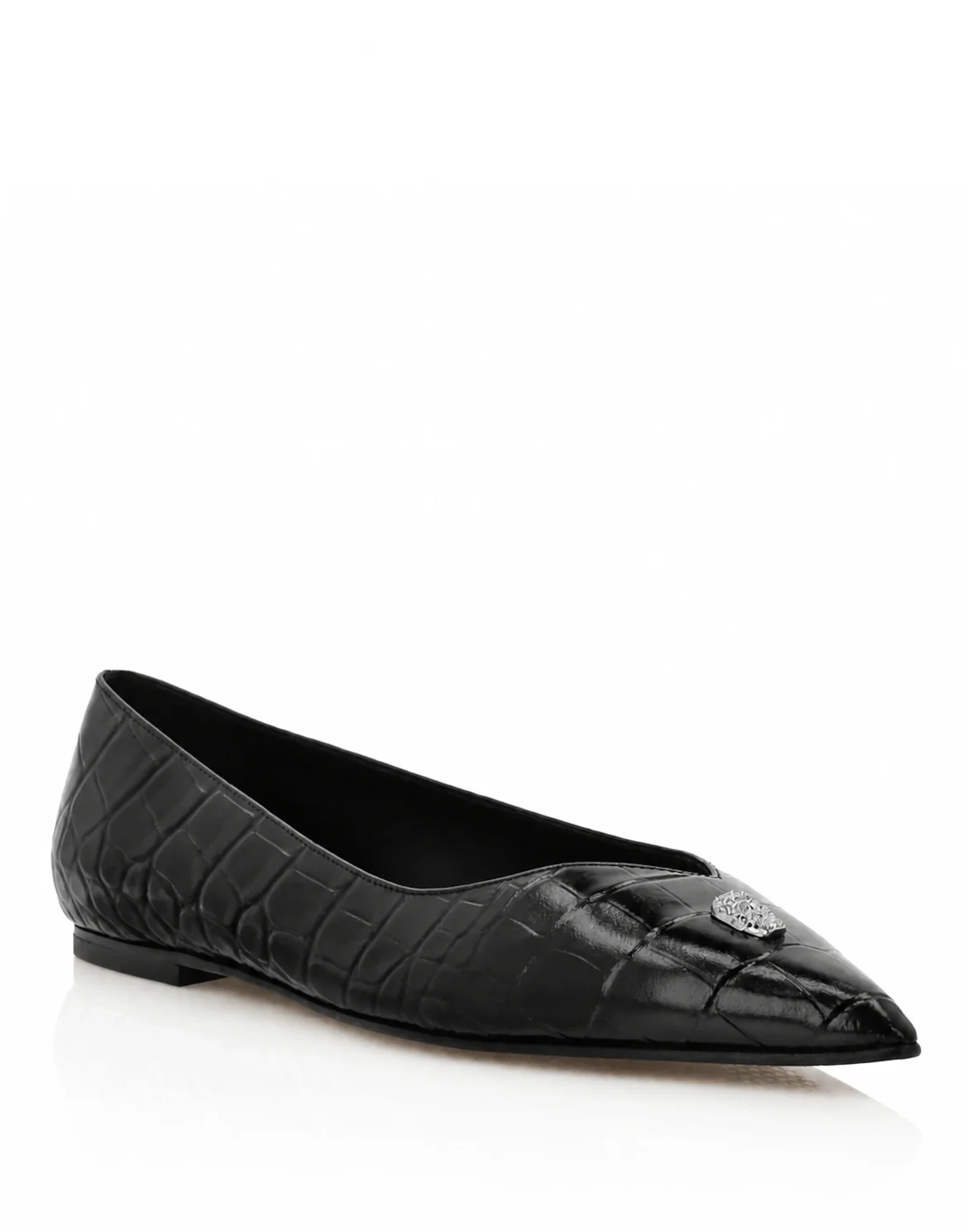 Asymmetric Ballerina Flats Skull, цвет: Черный