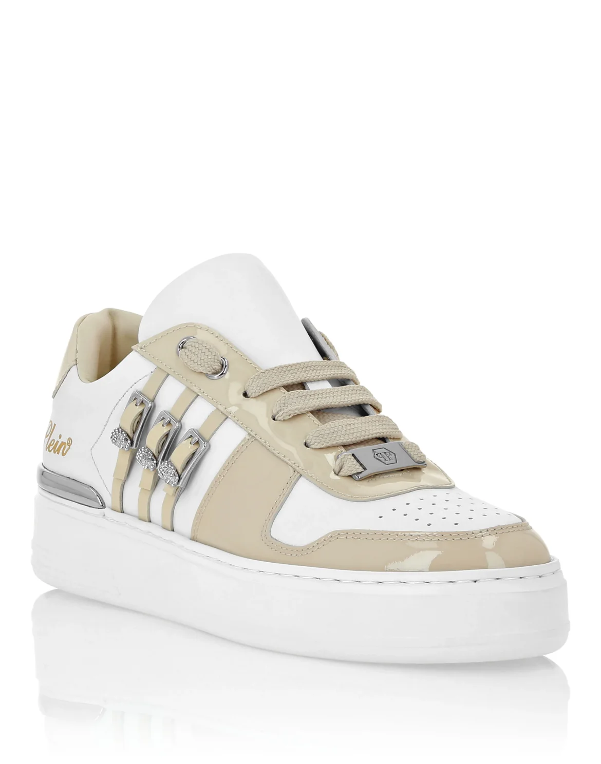 Low Top Sneakers Belts Skull, цвет: Бежевый