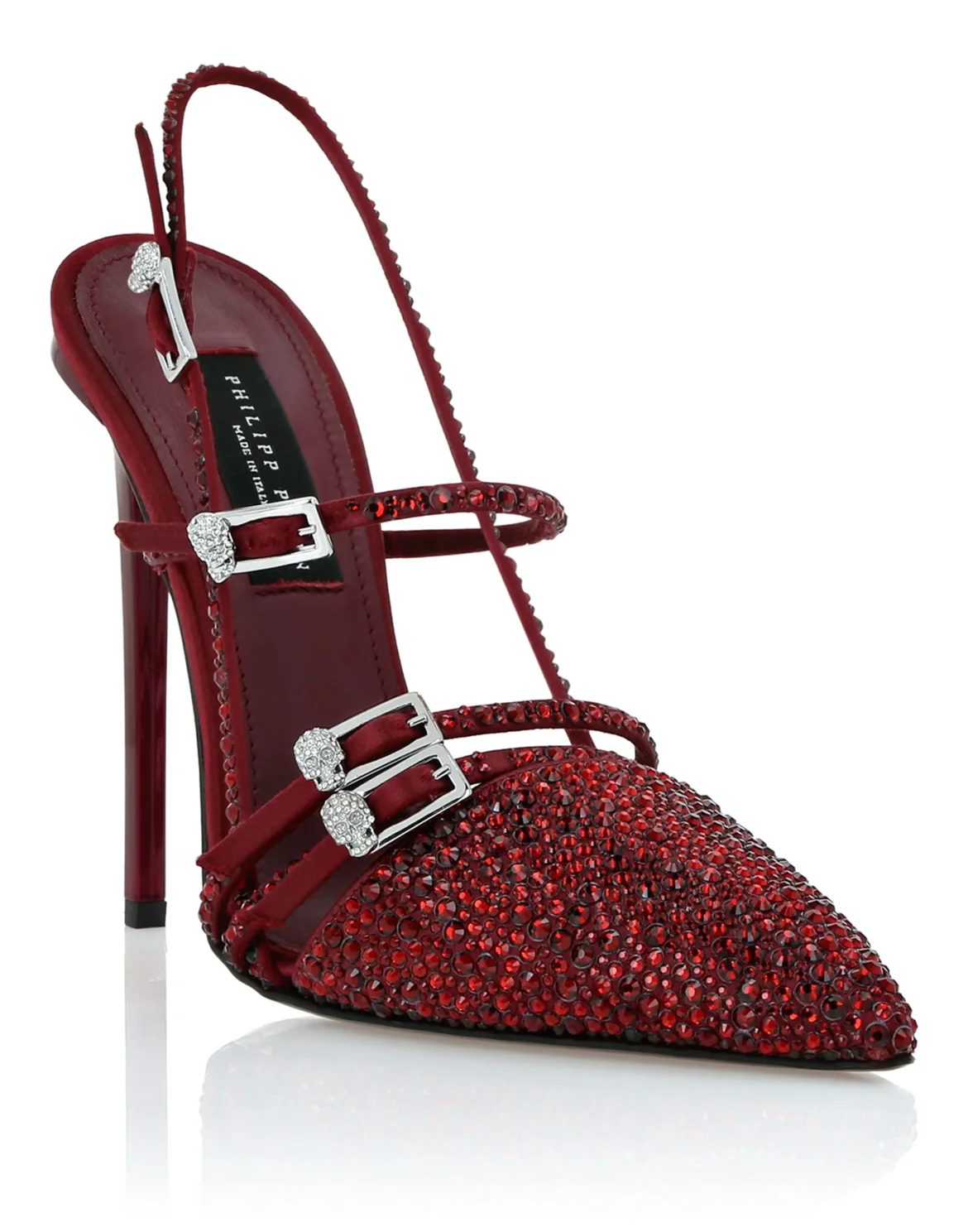 Multi-Strap High-Heel Slingbacks 12 Mix Strass, цвет: Красный