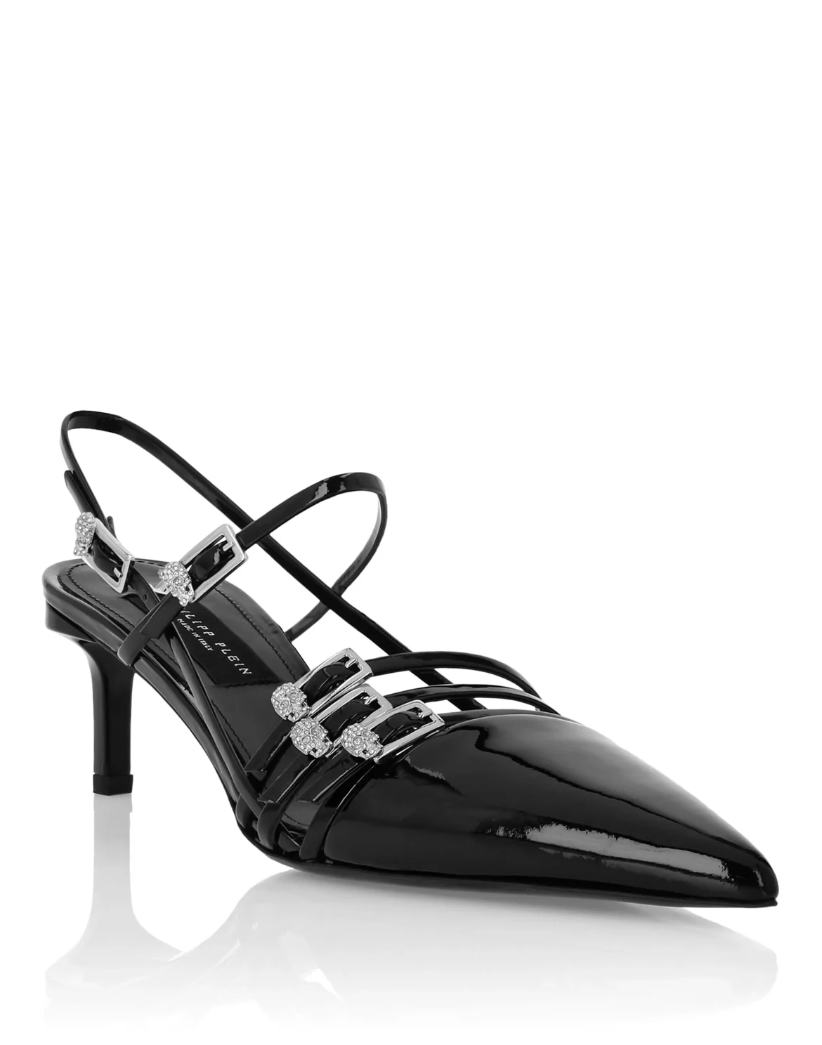 Multi-Strap Mid-Heel Slingbacks 5, цвет: Черный