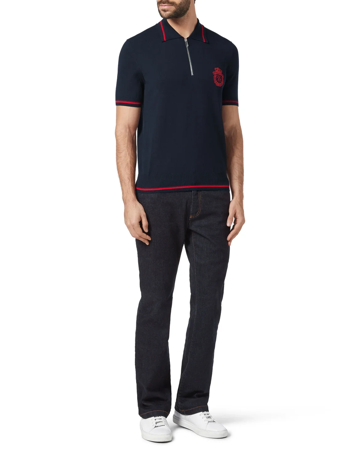 Pullover zip mock SS Double B, цвет: Синий