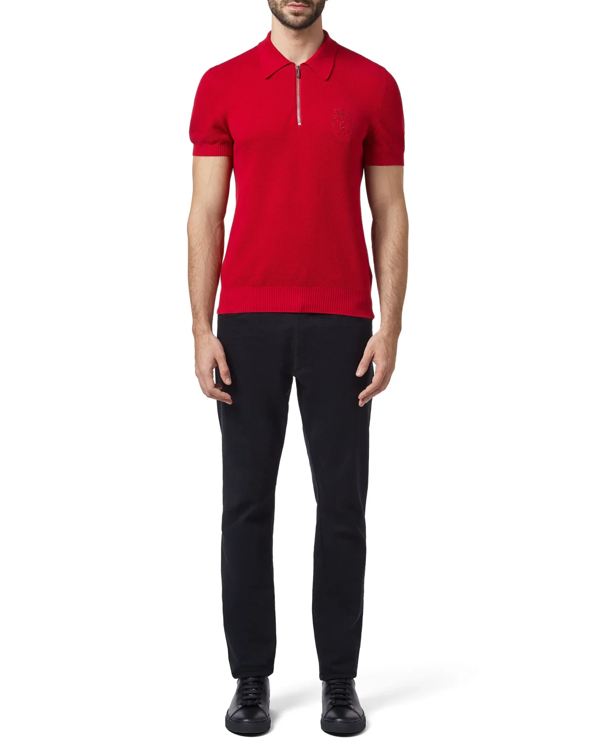 Pullover zip mock SS Crest, цвет: Красный