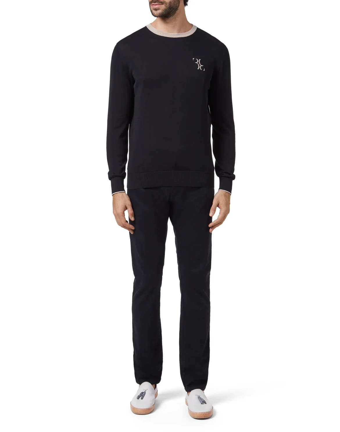 Pullover Round Neck LS Double B, цвет: Черный