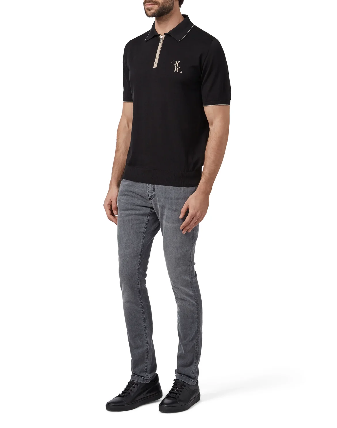 Pullover zip mock SS Double B, цвет: Черный