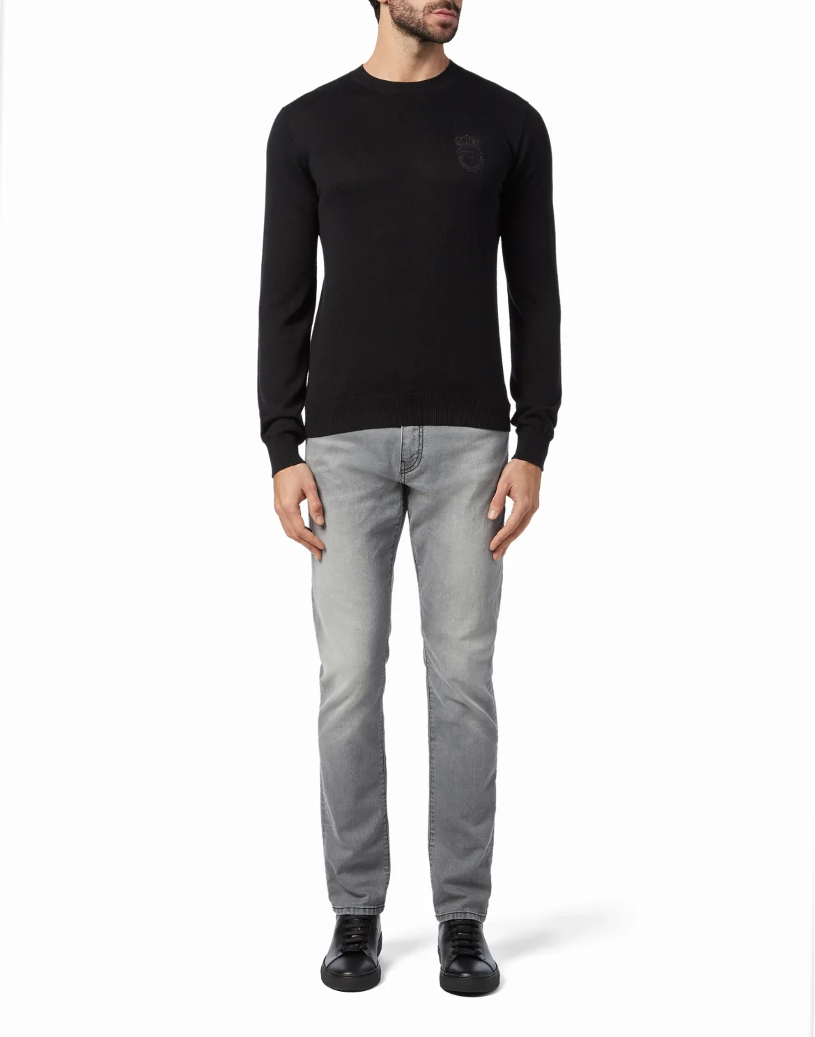 Pullover Round Neck LS Crest, цвет: Черный