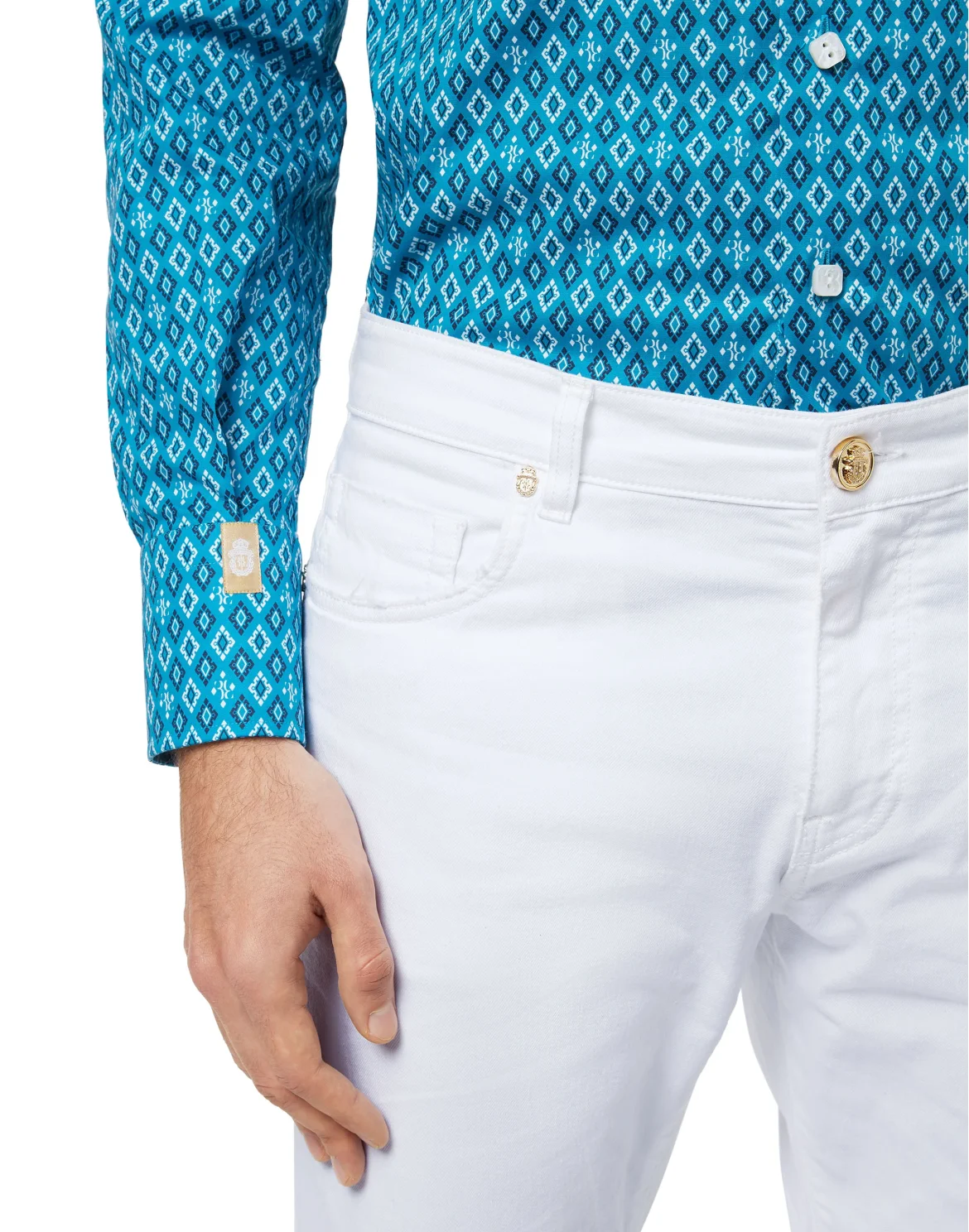 Shirt Silver Cut LS/Flavio Geometric, цвет: Бирюзовый