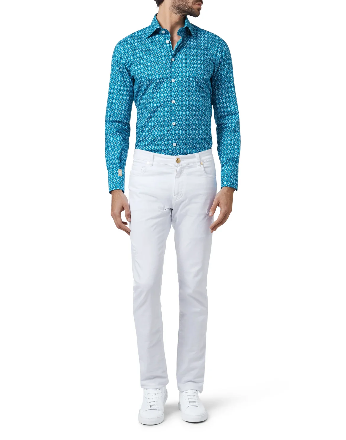 Shirt Silver Cut LS/Flavio Geometric, цвет: Бирюзовый