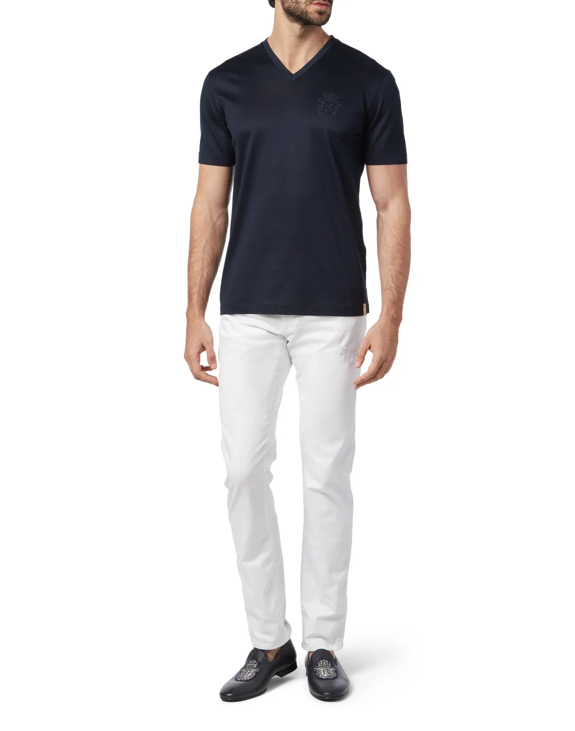 T-shirt V-Neck SS Crest, цвет: Синий