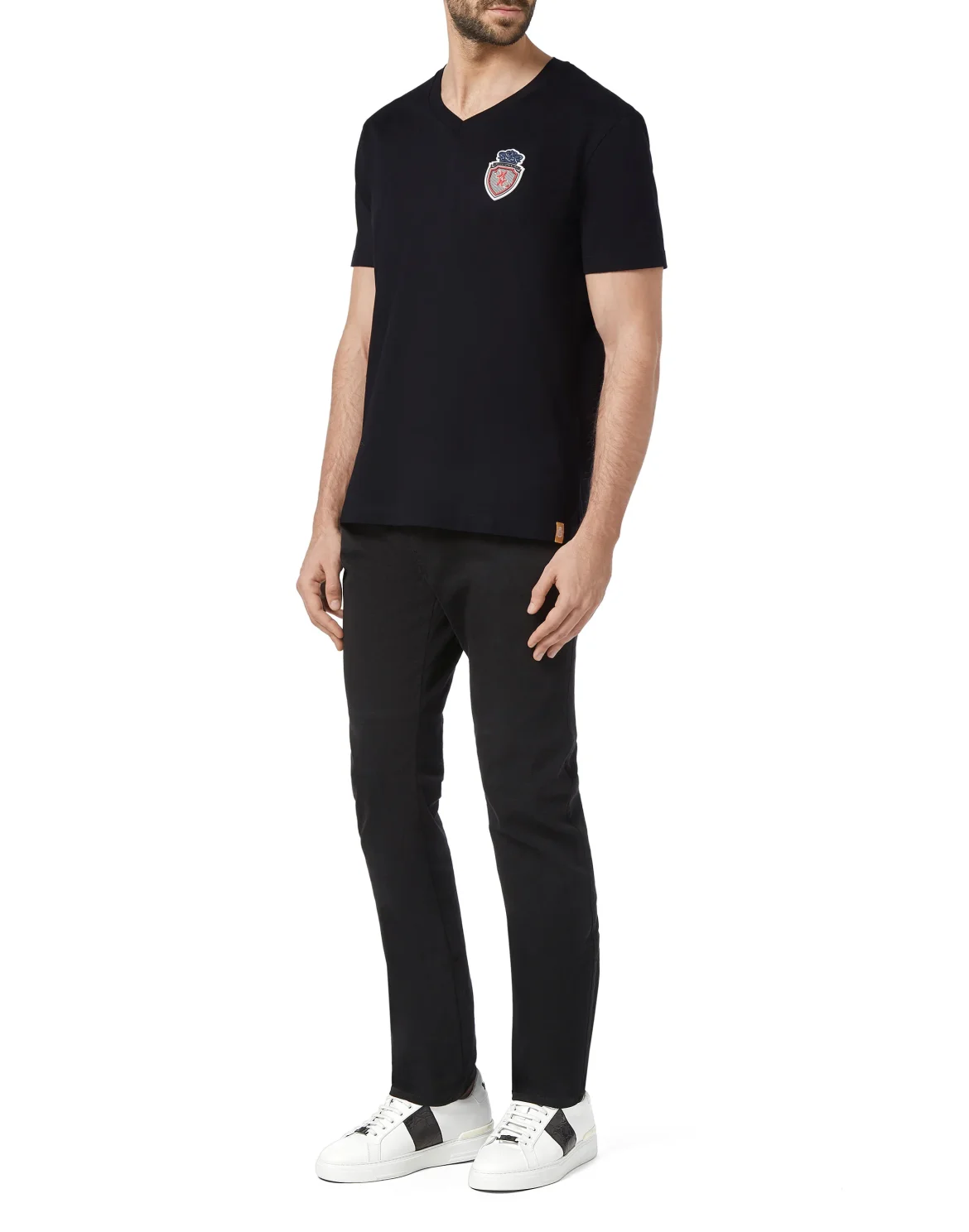 T-shirt V-Neck SS Crest, цвет: Черный