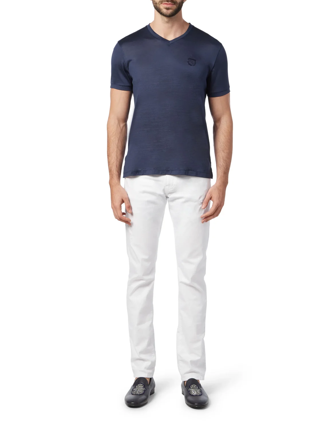 T-shirt V Neck SS Crest, цвет: Синий