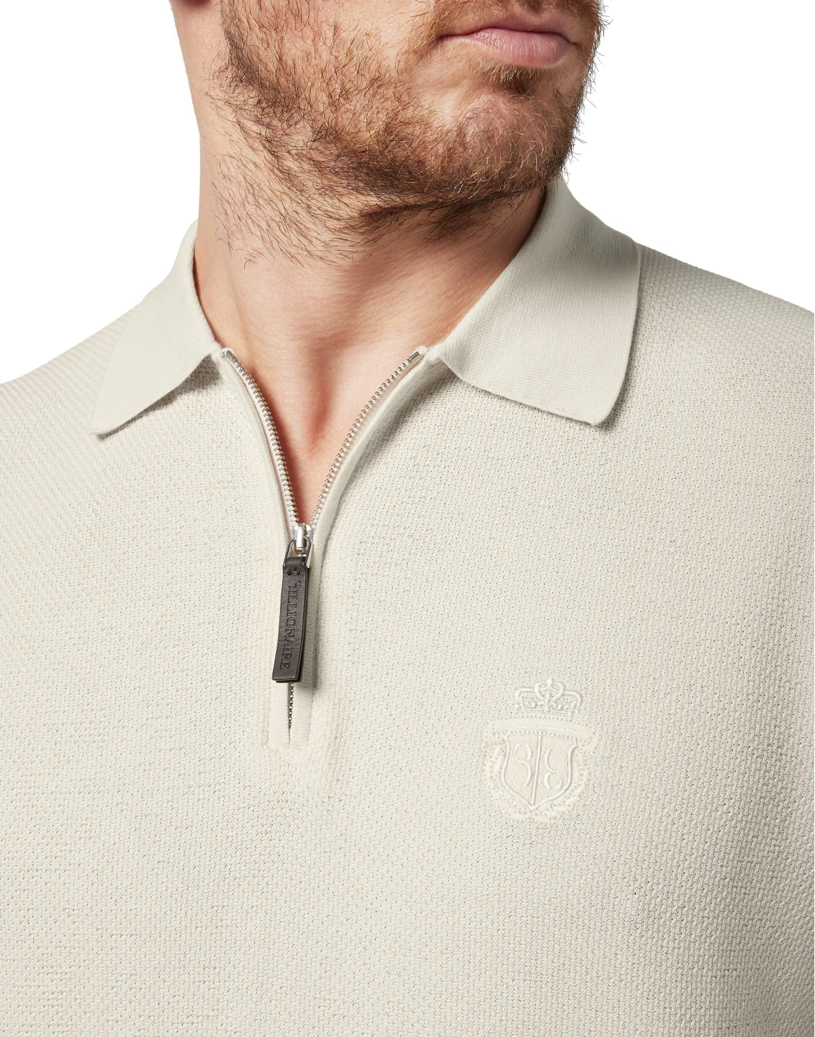 Pullover zip mock SS Crest, цвет: Бежевый