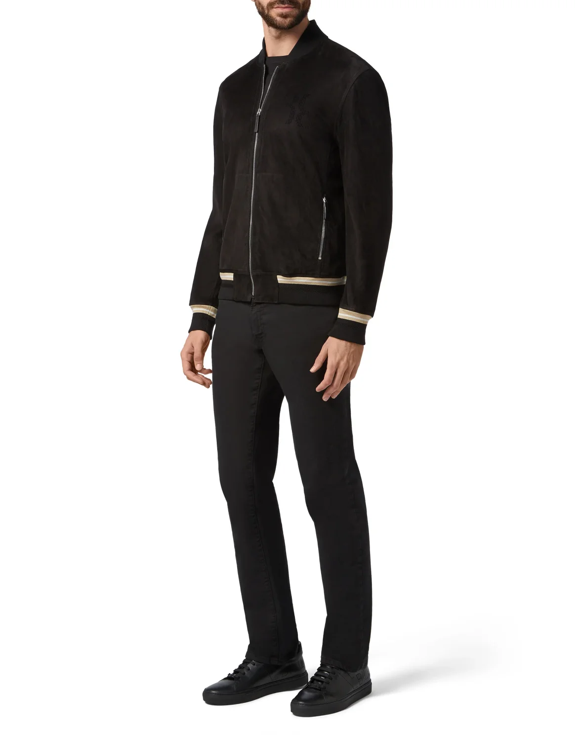 Leather Bomber Double B, цвет: Черный