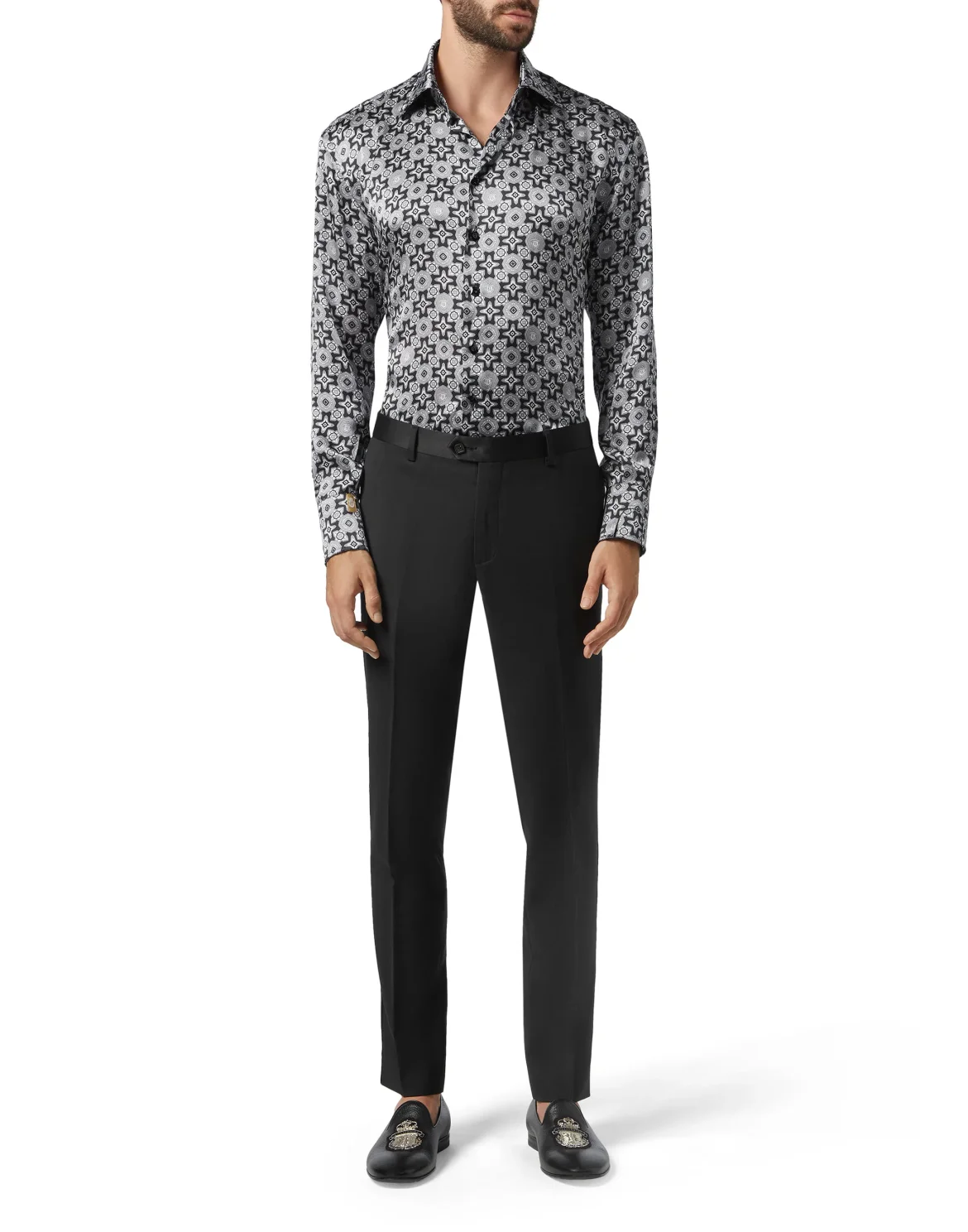 Shirt Gold Cut LS/Flavio Geometric, цвет: Черный