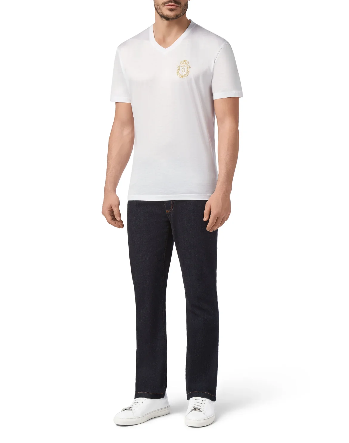 T-shirt V-Neck SS Crest, цвет: Белый