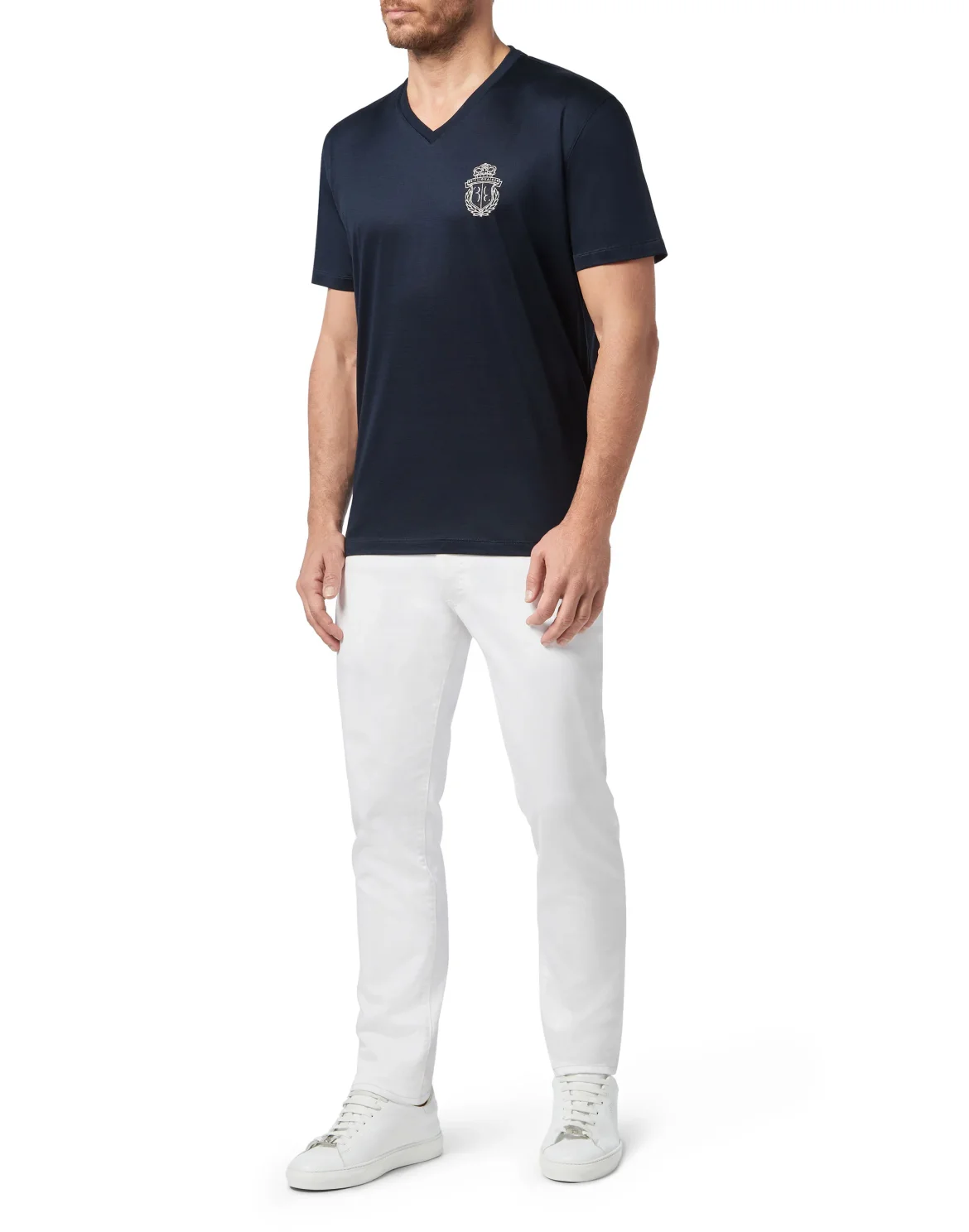 T-shirt V-Neck SS Crest, цвет: Синий