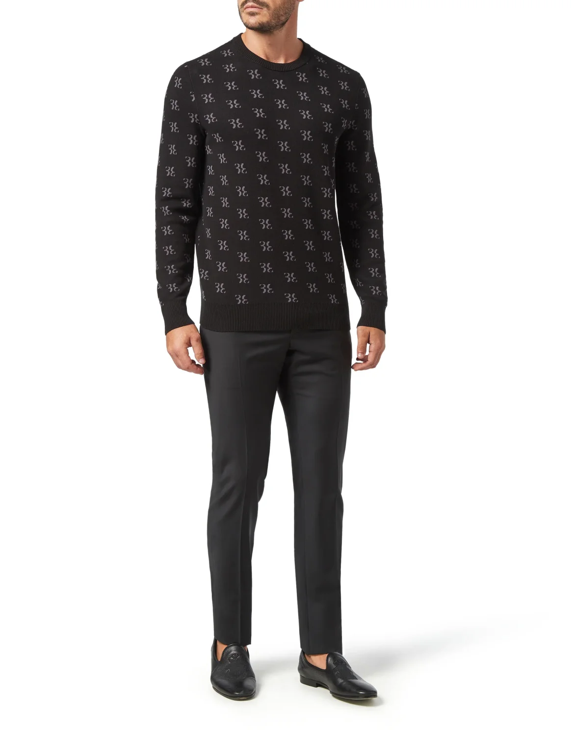 Pullover Round Neck LS All over BB, цвет: Черный