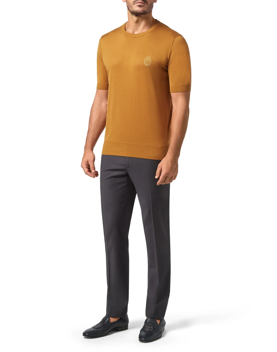 MKO1000 - Pullover Round Neck SS Crest, цвет: Коричневый