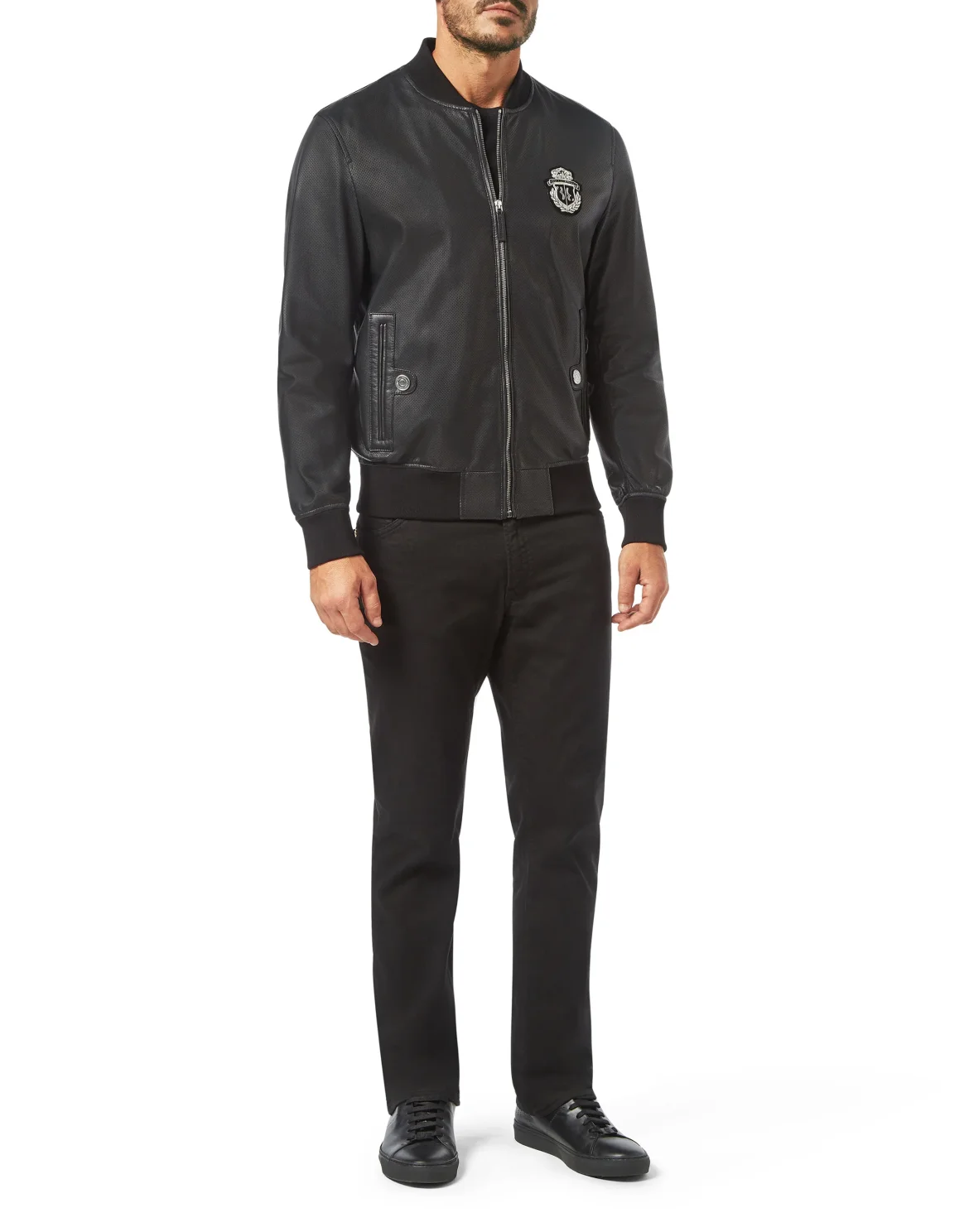 Leather Bomber Crest, цвет: Черный