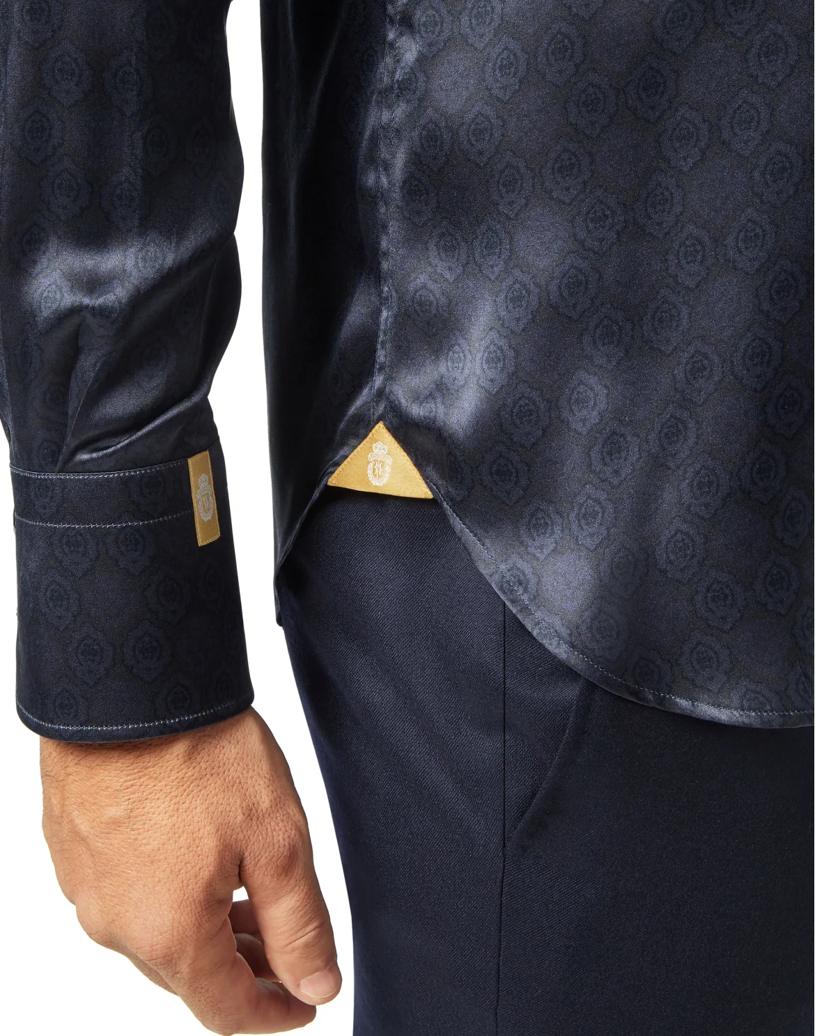Silk Shirt Silver Cut LS/Flavio Lion, цвет: Черный