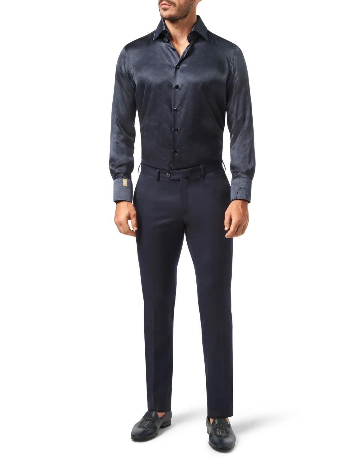 Silk Shirt Silver Cut LS/Flavio Lion, цвет: Черный