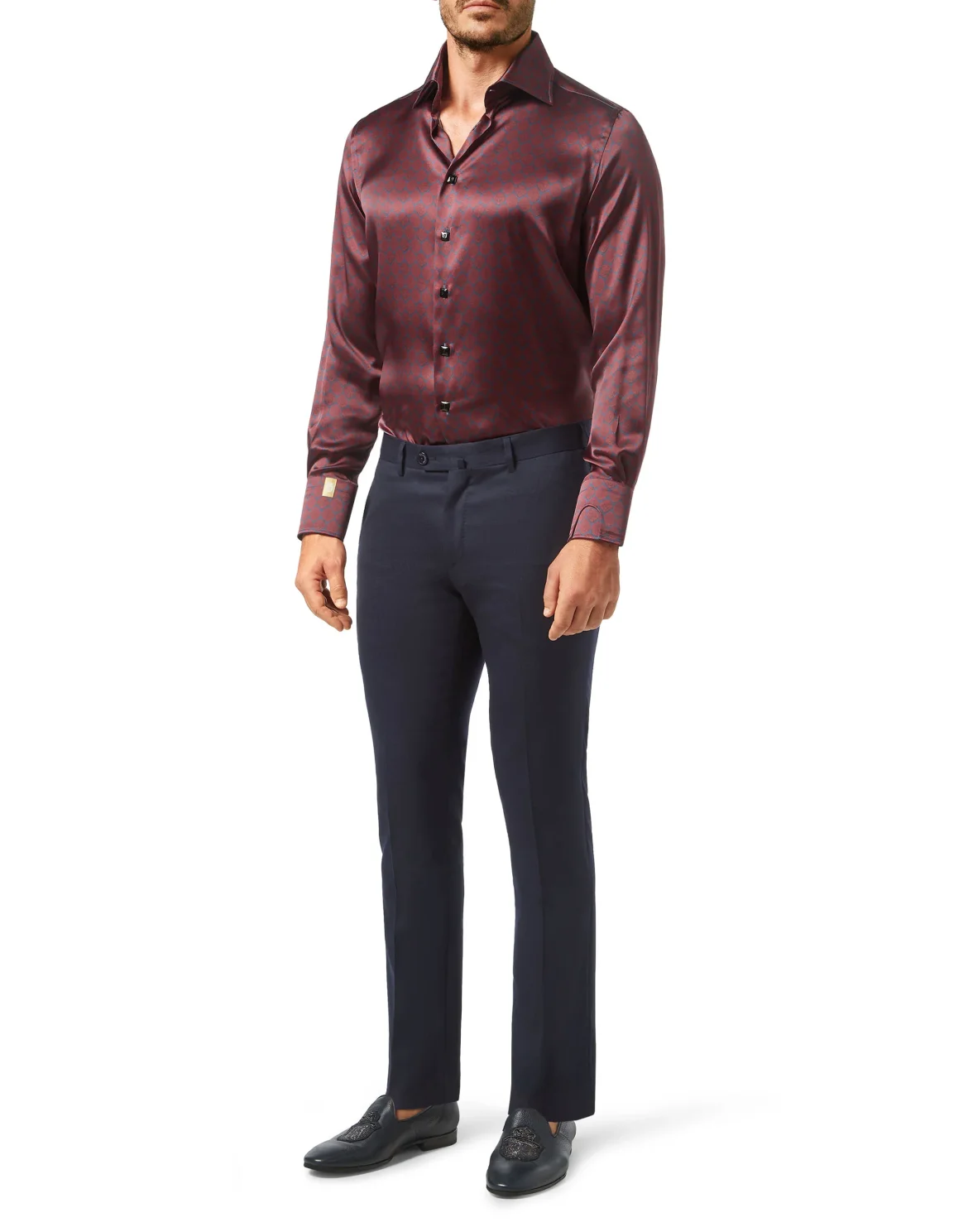 Silk Shirt Silver Cut LS/Flavio Lion, цвет: Синий