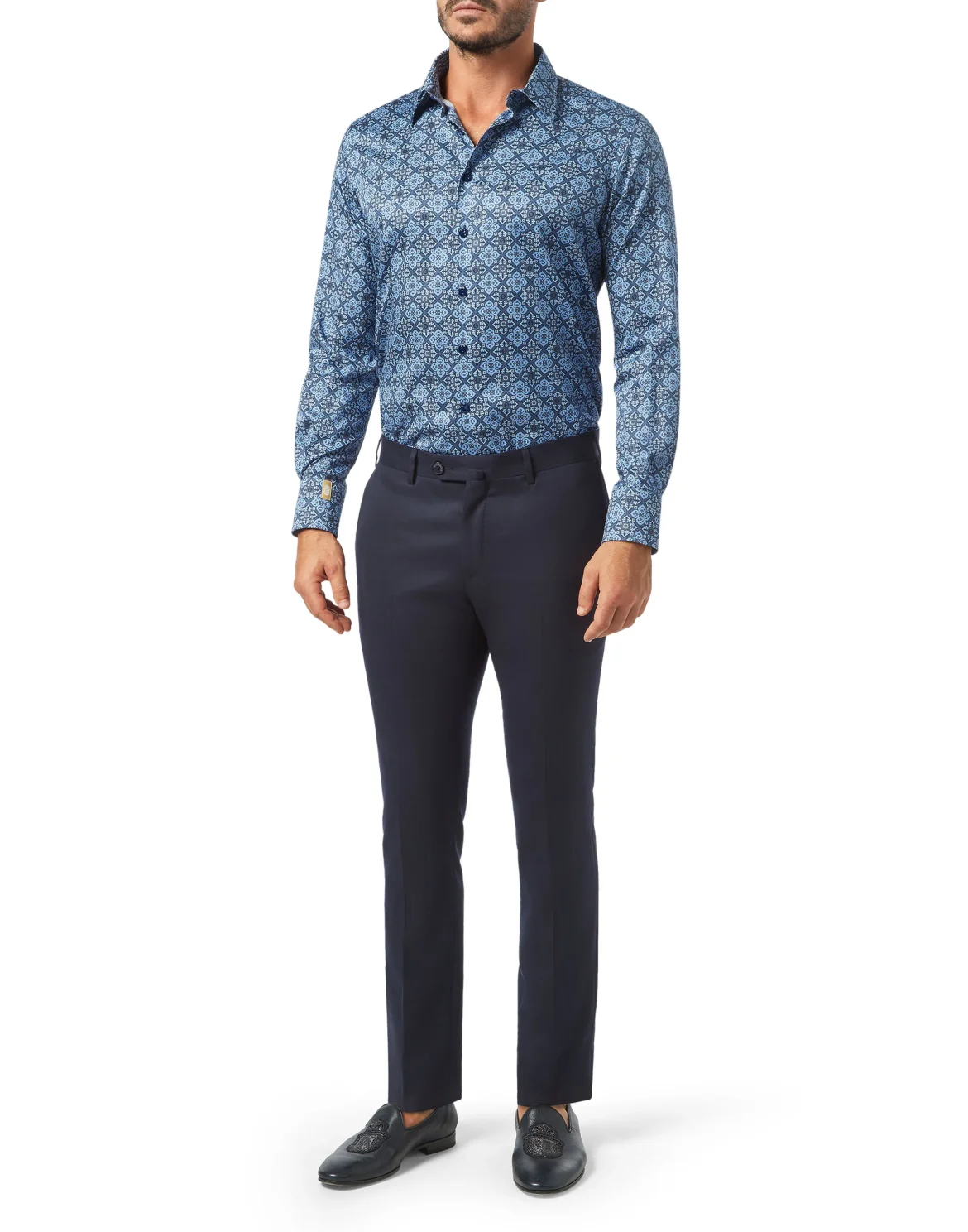 Shirt Silver Cut LS/Milano Floral Geometric, цвет: Синий