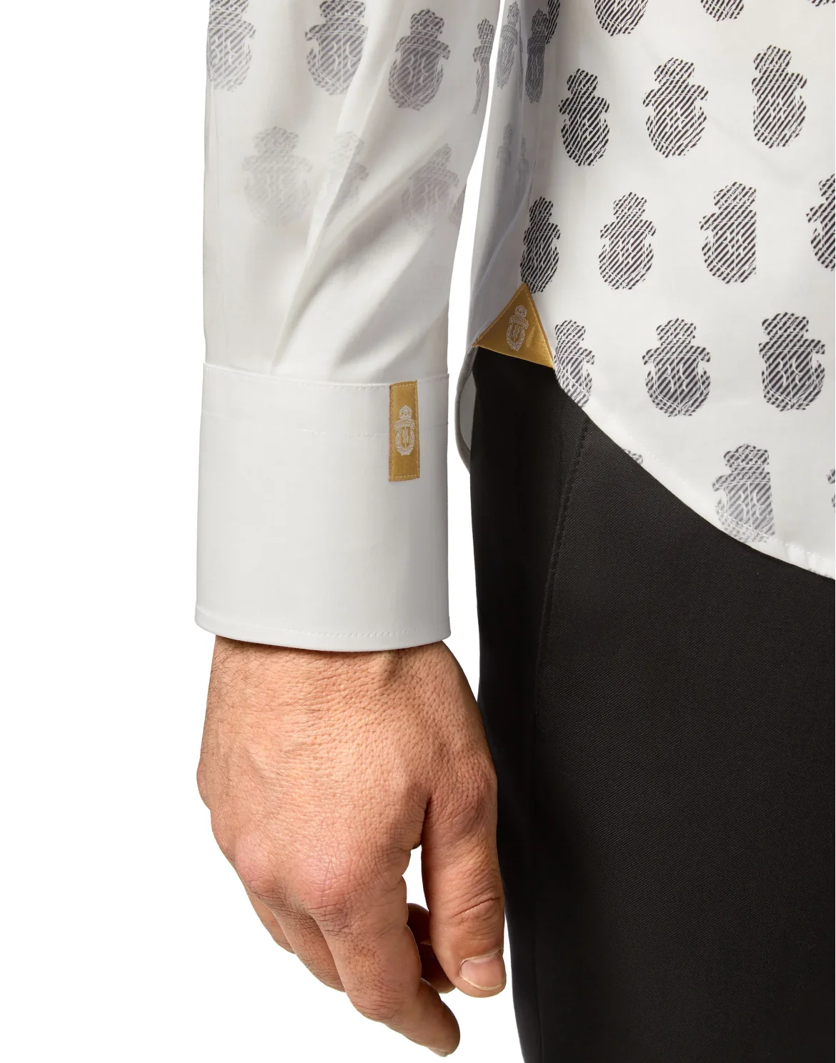 Shirt Silver Cut LS/Milano All over Crest, цвет: Белый