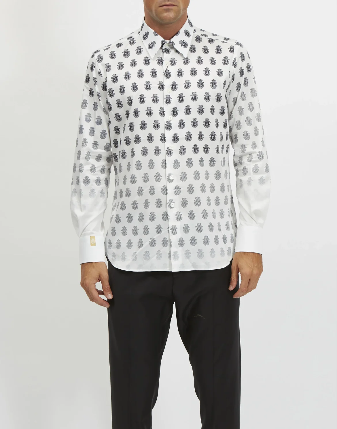 Shirt Silver Cut LS/Milano All over Crest, цвет: Белый