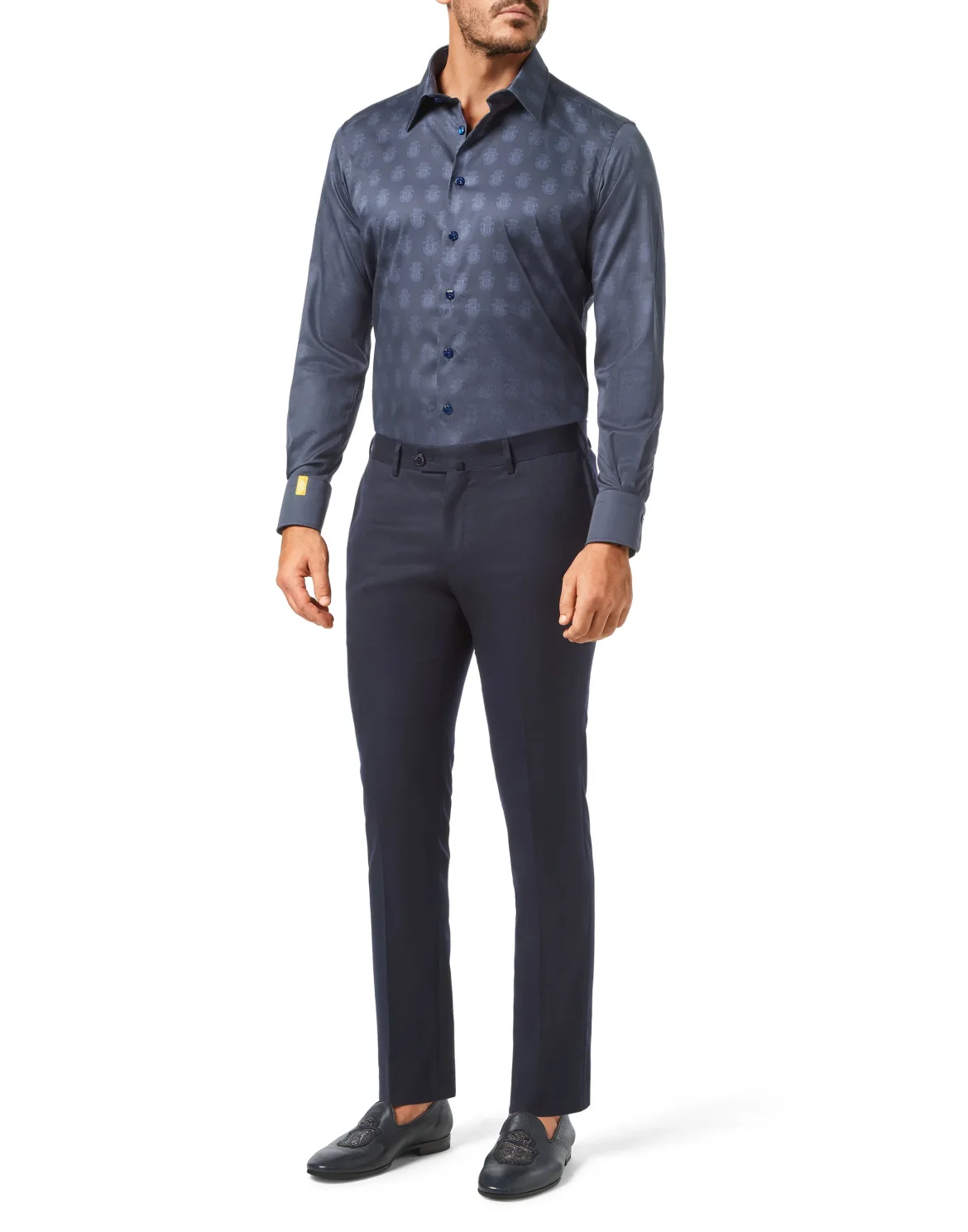 Shirt Silver Cut LS/Milano All over Crest, цвет: Синий