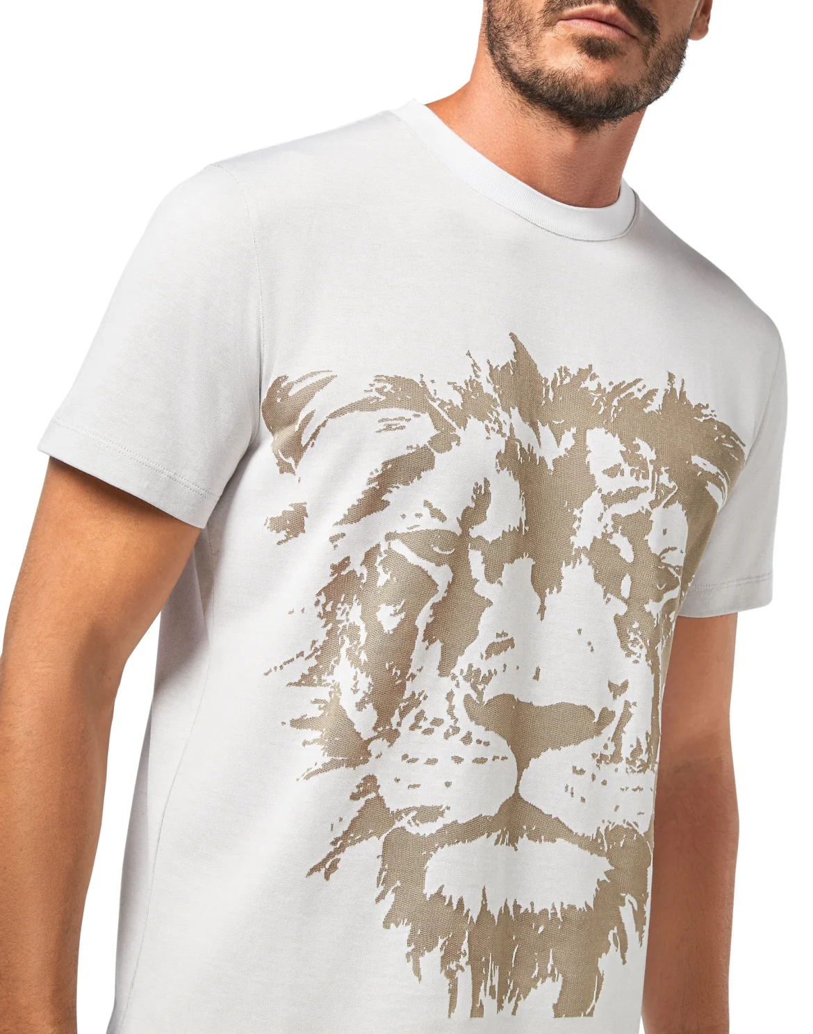 T-shirt Round Neck SS Jacquard Lion, цвет: Белый