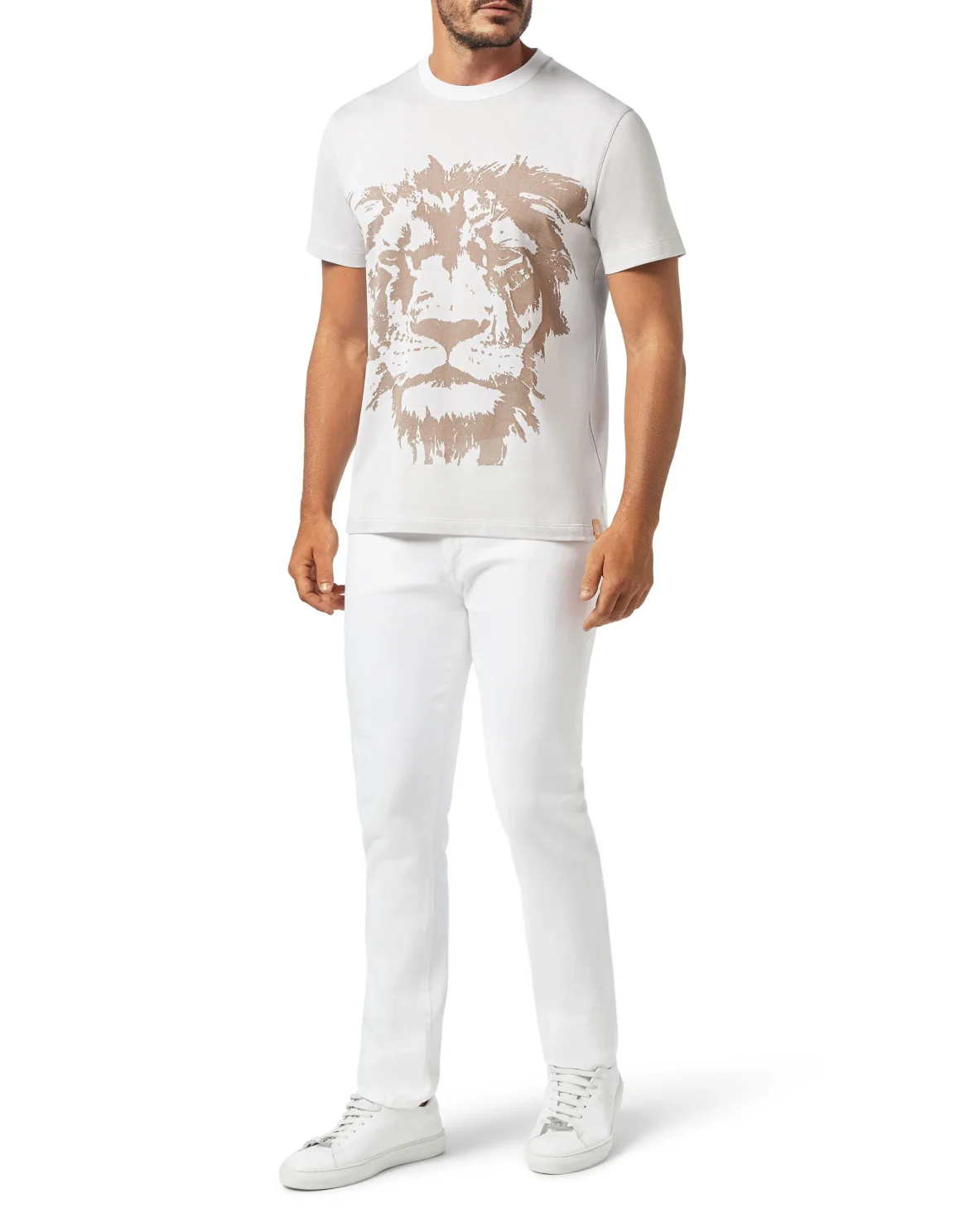 T-shirt Round Neck SS Jacquard Lion, цвет: Белый