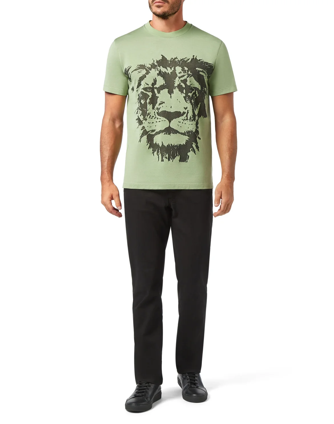 T-shirt Round Neck SS Jacquard Lion, цвет: Зеленый