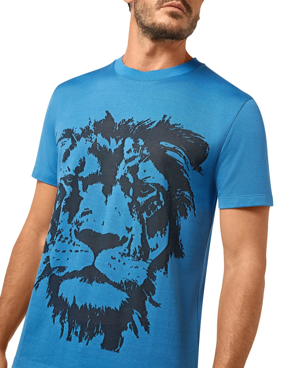 T-shirt Round Neck SS Jacquard Lion, цвет: Голубой