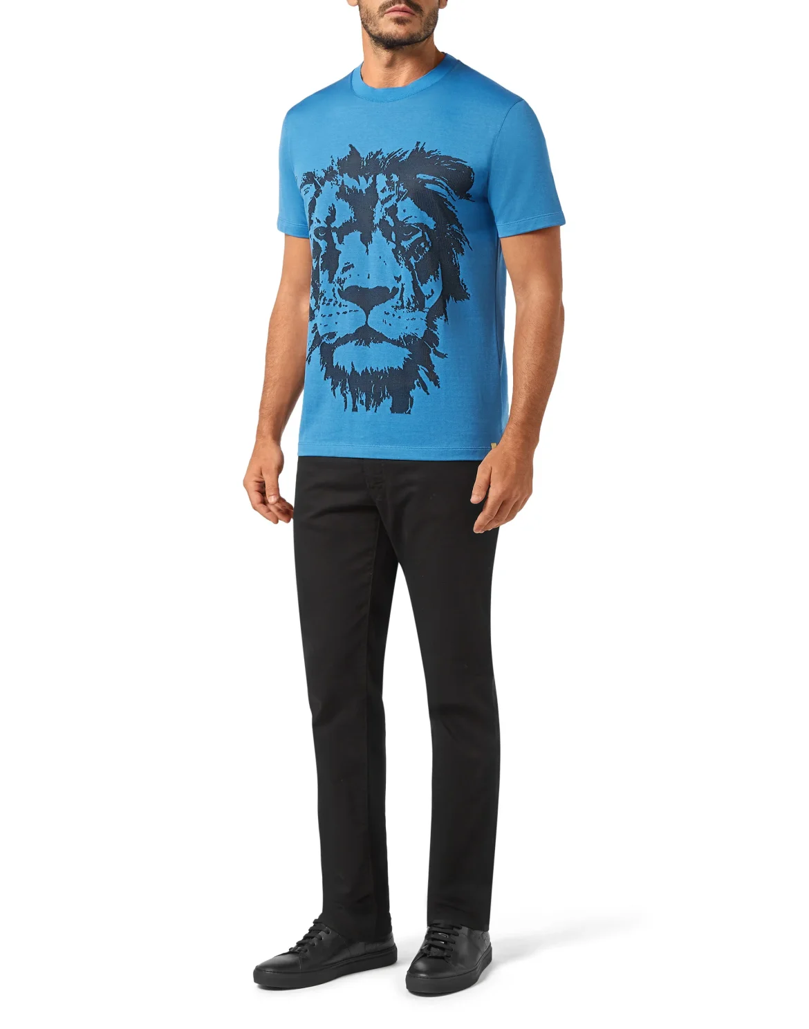T-shirt Round Neck SS Jacquard Lion, цвет: Голубой