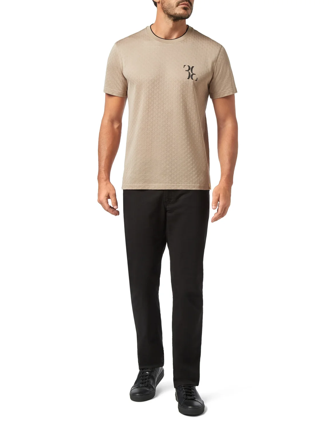T-shirt Round Neck SS Jacquard Double B, цвет: Бежевый