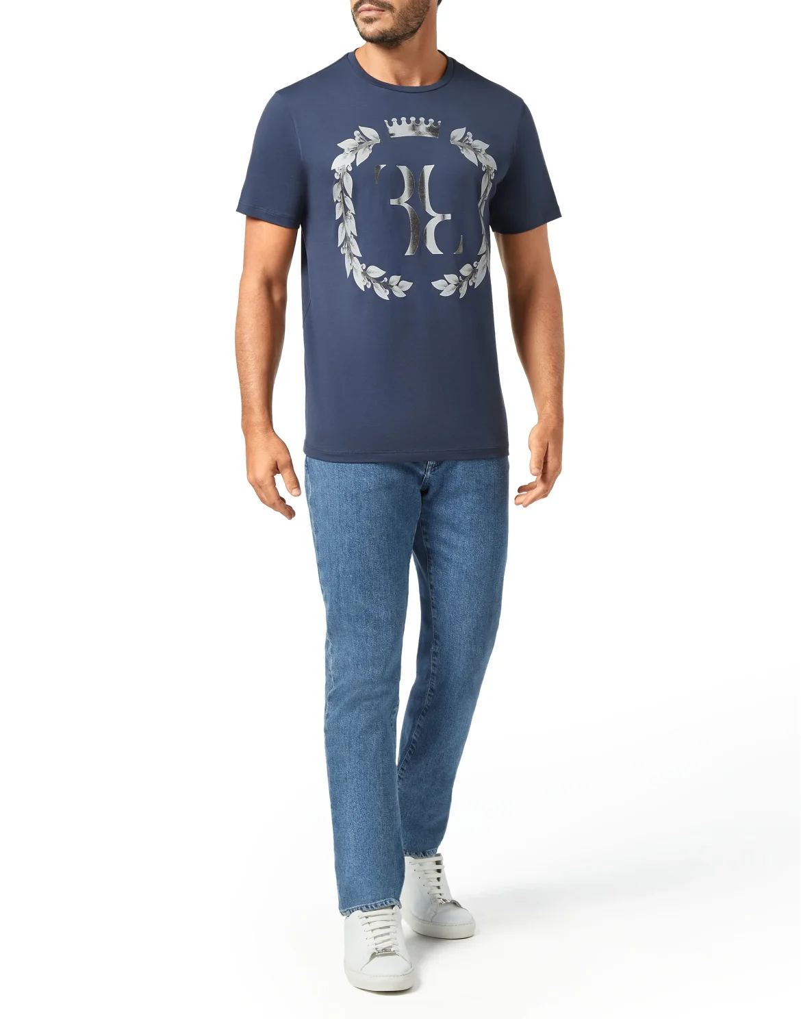 T-shirt Round Neck SS Baroque Double B, цвет: Синий