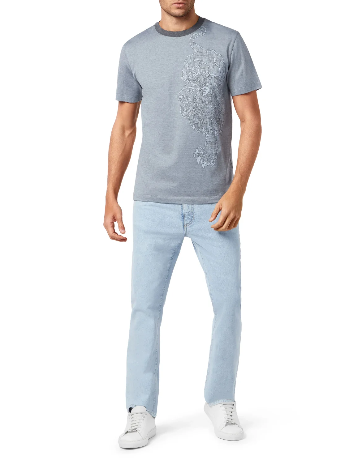 T-shirt Round Neck SS Lion, цвет: Серый