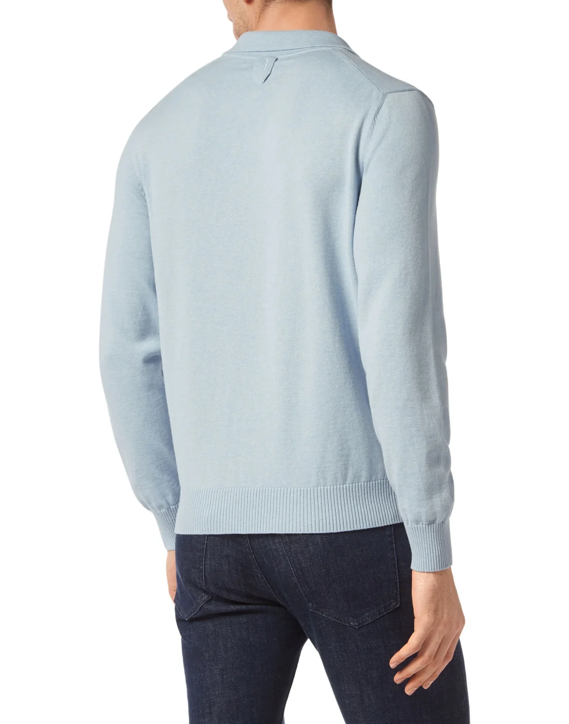 Wool/Cotton Pullover Polo-Neck LS, цвет: Голубой