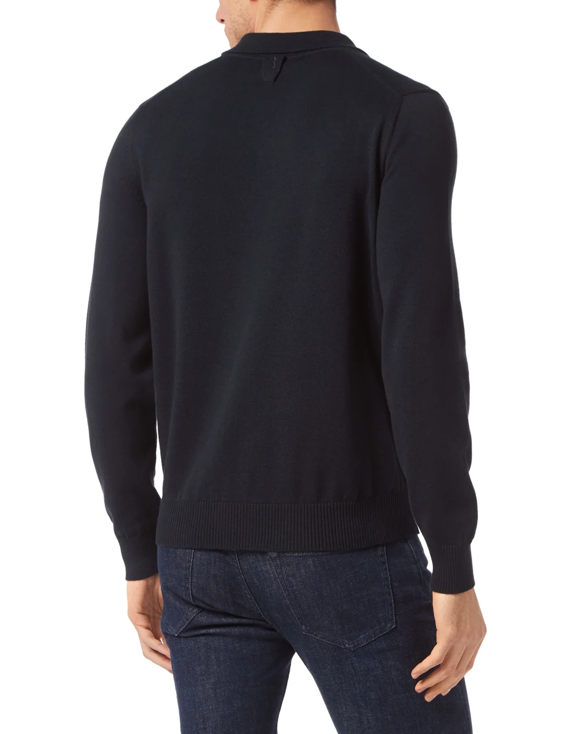 Wool/Cotton Pullover Polo-Neck LS, цвет: Синий