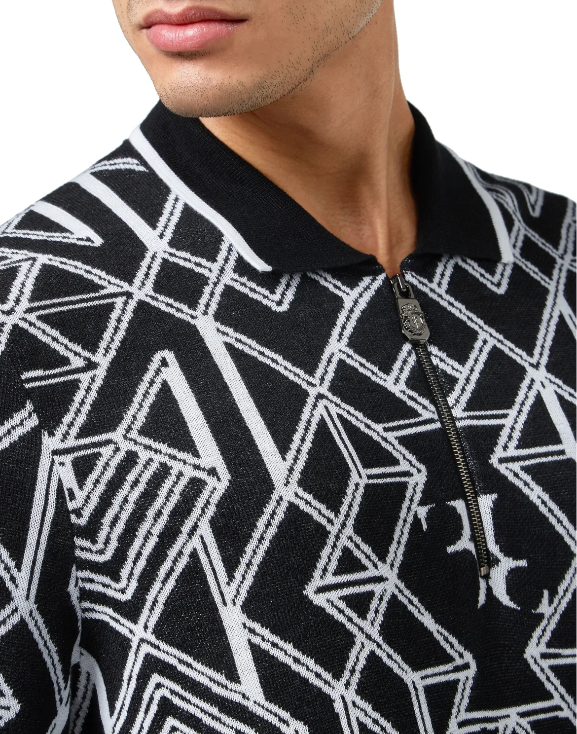 Cotton & Lino Zipped Polo Shirt SS, цвет: Черный