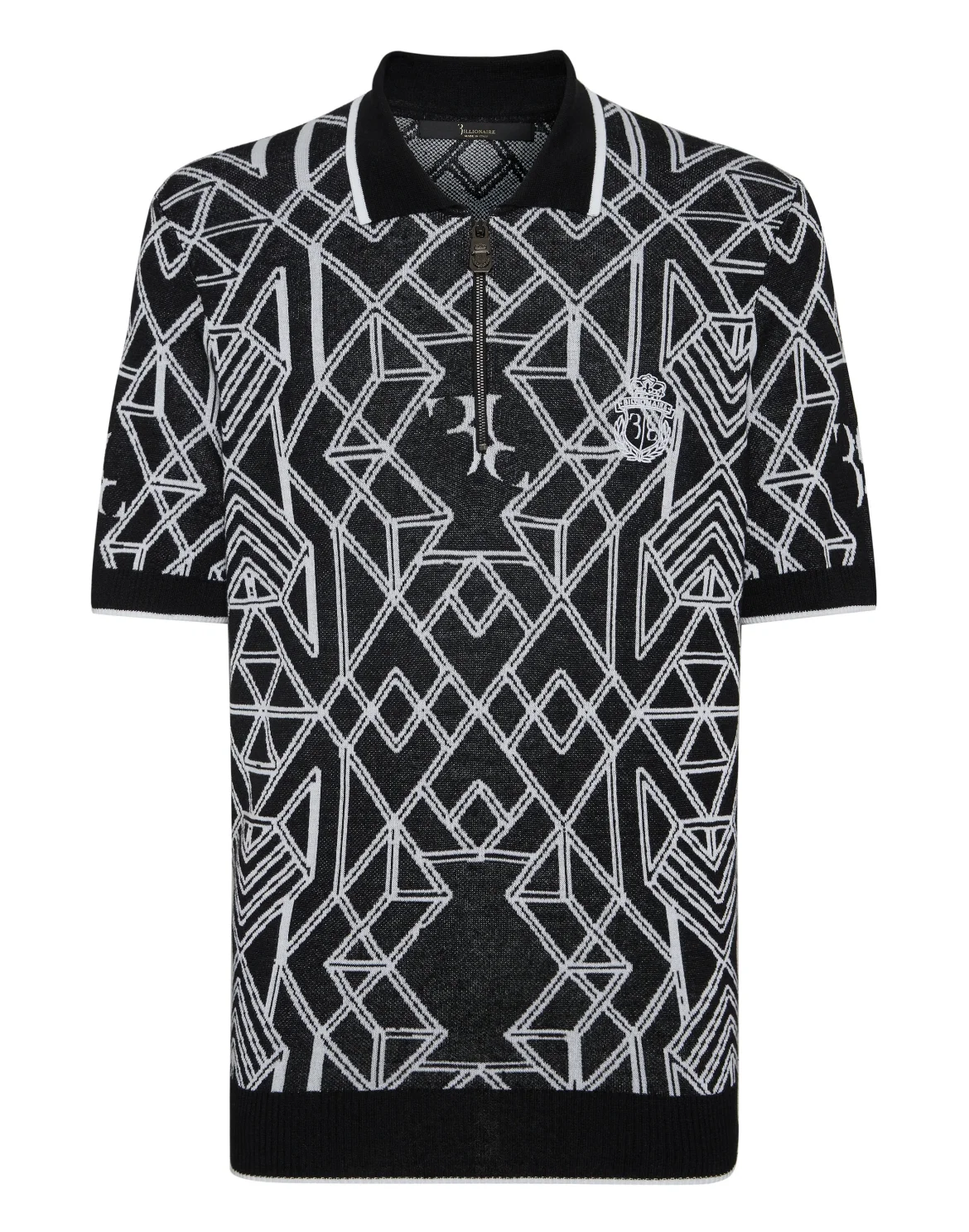 Cotton & Lino Zipped Polo Shirt SS, цвет: Черный