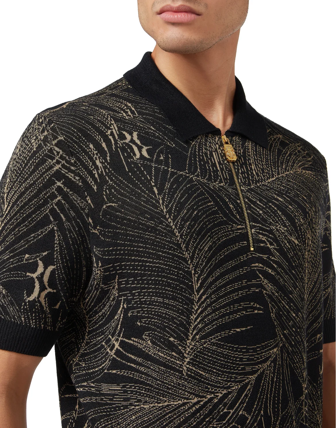 Silk & Lino Zipped Polo Shirt SS, цвет: Черный