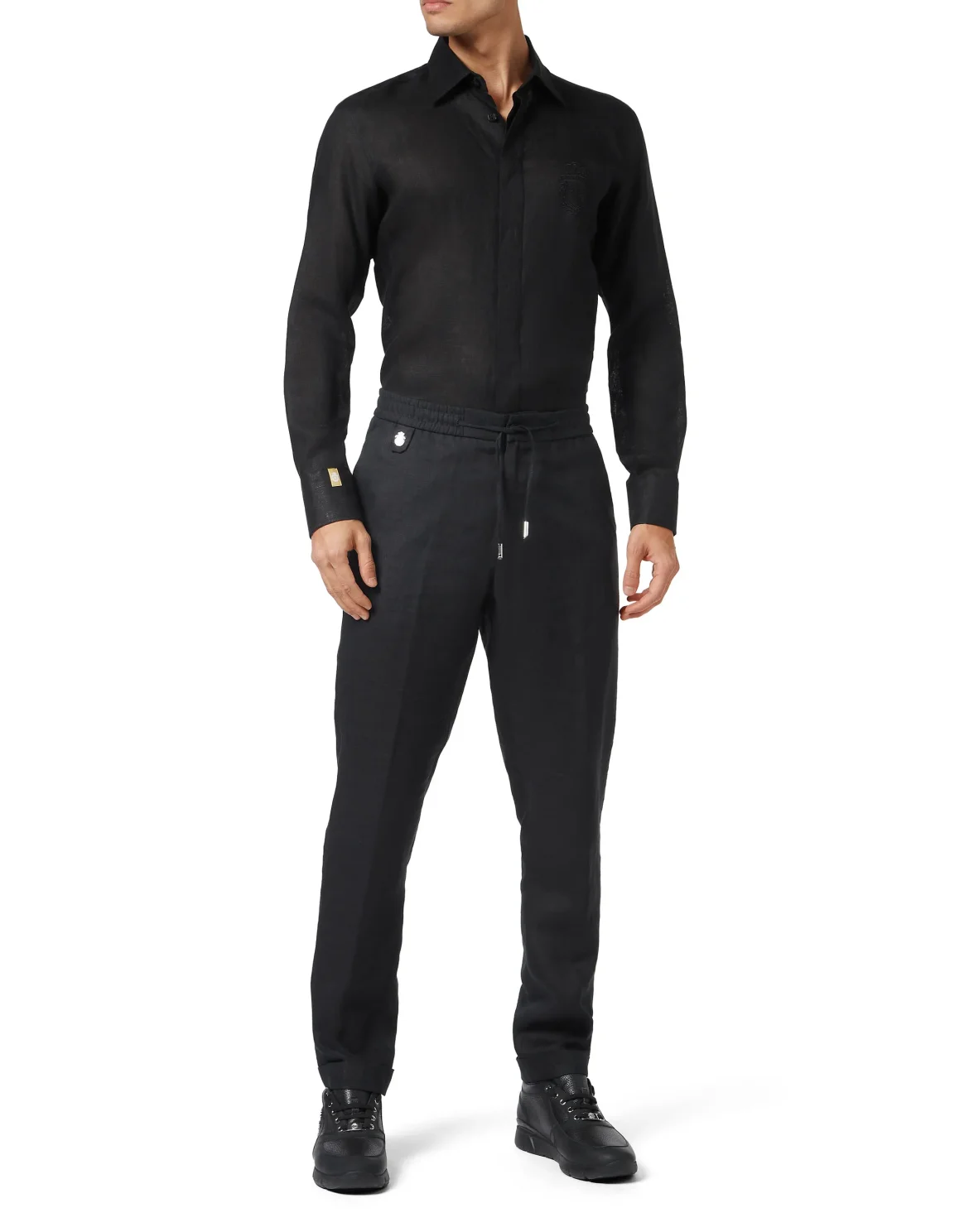 Linen Jogging Trousers, цвет: Черный